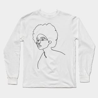 Black girl one line art Long Sleeve T-Shirt